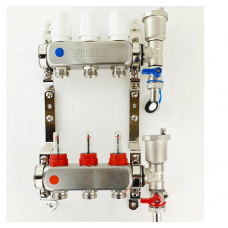Коллектор из нержавеющей стали с расходомерами, с воздухоотводчиками на 3 вых. VR113-03A VIEIR